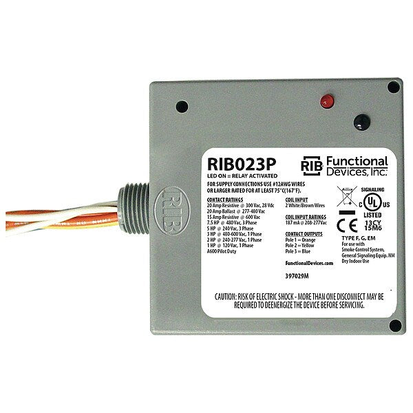 Enclosed Pre-Wired Relay, 20A@300VAC, 3PST