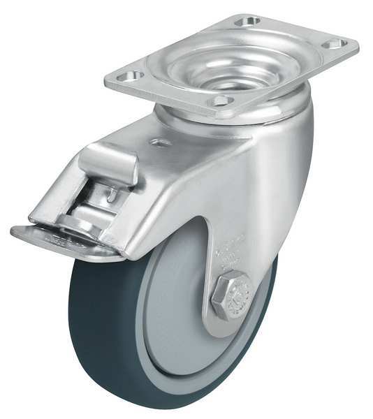 Swivel Plate Caster, Polyurethane, 4 in, 400 lb, C