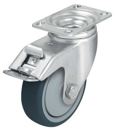 Swivel Plate Caster, Polyurethane, 5 in, 400 lb, Gry