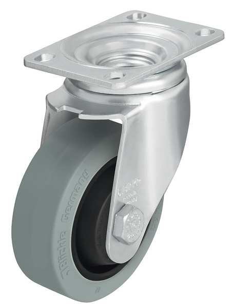 Swivel Plate Caster, Rubber, 3-1/2 in, 350 lb