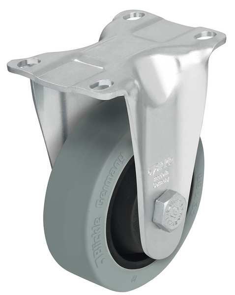 Rgd Plate Caster, Rubber, 3-1/2 in., 350 lb
