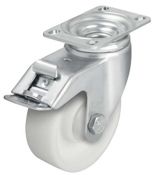 Swivel Plate Caster, Nylon, 5 in., 400 lb, Wht