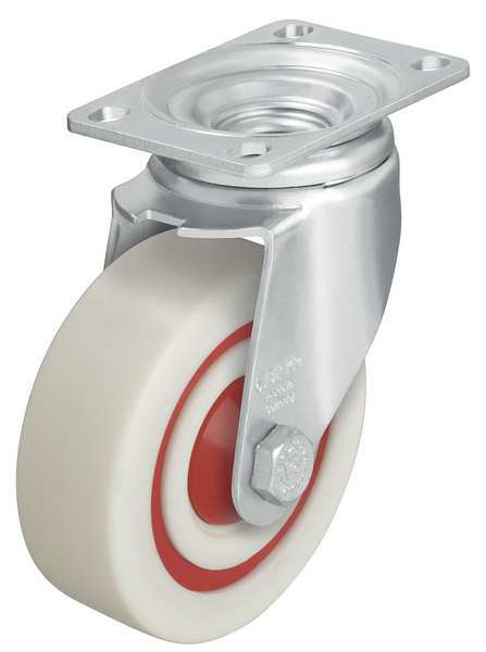 Swivel Plate Caster, Nylon, 4 in., 400 lb., Wht