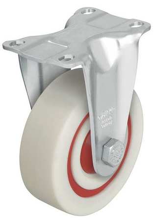 Rgd Plate Caster, Nylon, 4 in., 400 lb., Wht