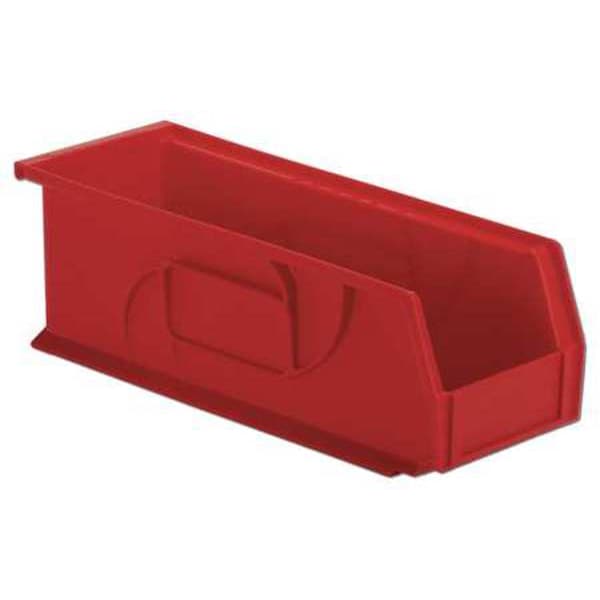 Hang & Stack Storage Bin, Red, Plastic, 14 3/4 in L x 5 1/2 in W x 5 in H, 40 lb Load Capacity