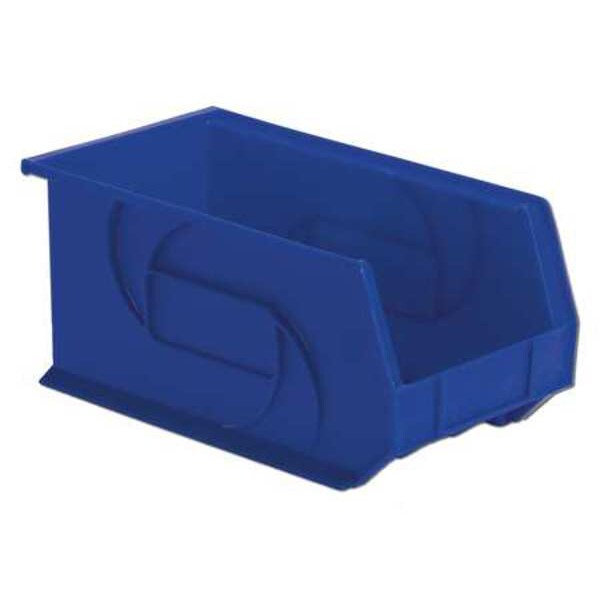 Hang & Stack Storage Bin, Blue, Plastic, 14 3/4 in L x 8 1/4 in W x 7 in H, 40 lb Load Capacity