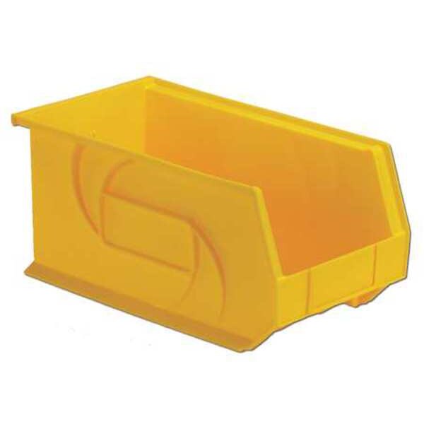 Hang & Stack Storage Bin, Yellow, Plastic, 14 3/4 in L x 8 1/4 in W x 7 in H, 40 lb Load Capacity