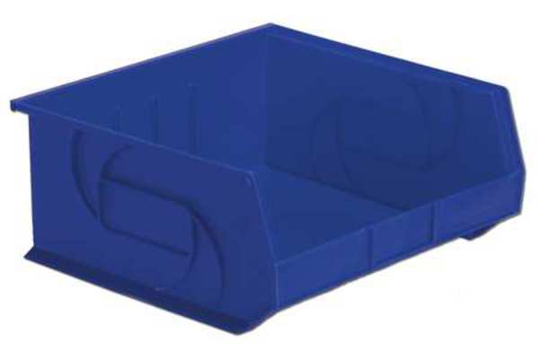 Hang & Stack Storage Bin, Blue, Plastic, 14 3/4 in L x 16 1/2 in W x 7 in H, 40 lb Load Capacity