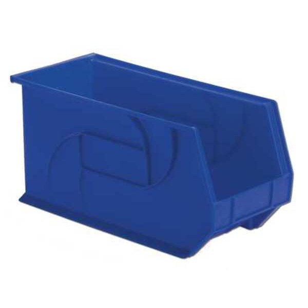Hang & Stack Storage Bin, Blue, Plastic, 18 in L x 8 1/4 in W x 9 in H, 40 lb Load Capacity
