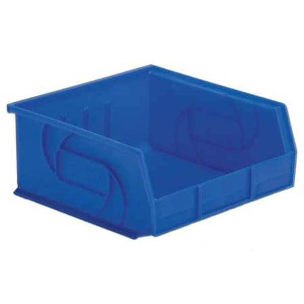 Hang & Stack Storage Bin, Blue, Plastic, 10 7/8 in L x 11 in W x 5 in H, 40 lb Load Capacity
