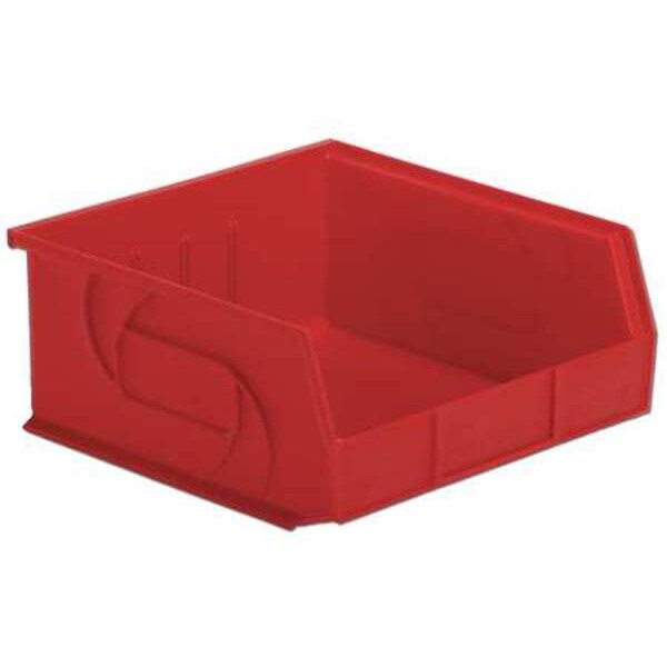 Hang & Stack Storage Bin, Red, Plastic, 10 7/8 in L x 11 in W x 5 in H, 40 lb Load Capacity