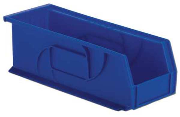 Hang & Stack Storage Bin, Blue, Plastic, 14 3/4 in L x 5 1/2 in W x 5 in H, 40 lb Load Capacity
