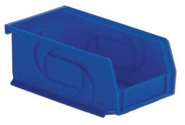 Hang & Stack Storage Bin, Blue, Plastic, 7 3/8 in L x 4 1/8 in W x 3 in H, 25 lb Load Capacity