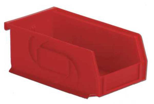 Hang & Stack Storage Bin, Red, Plastic, 7 3/8 in L x 4 1/8 in W x 3 in H, 25 lb Load Capacity