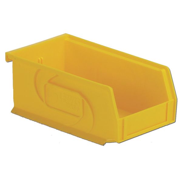 Hang & Stack Storage Bin, Yellow, Plastic, 7 3/8 in L x 4 1/8 in W x 3 in H, 25 lb Load Capacity
