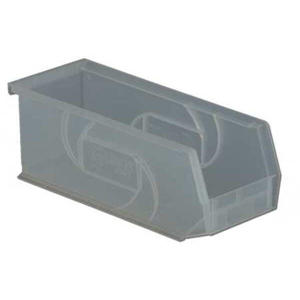 Hang & Stack Storage Bin, Clear, Plastic, 10 7/8 in L x 4 1/8 in W x 4 in H, 30 lb Load Capacity