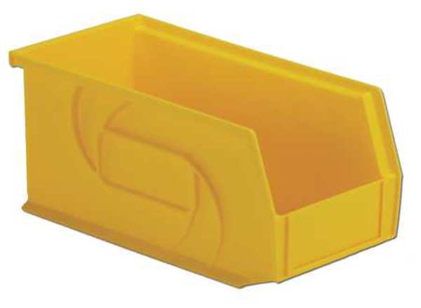 Hang & Stack Storage Bin, Yellow, Plastic, 10 7/8 in L x 5 1/2 in W x 5 in H, 30 lb Load Capacity
