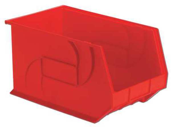 Hang & Stack Storage Bin, Red, Plastic, 18 in L x 11 in W x 10 in H, 40 lb Load Capacity