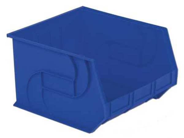 Hang & Stack Storage Bin, Blue, Plastic, 18 in L x 16 1/2 in W x 11 in H, 40 lb Load Capacity