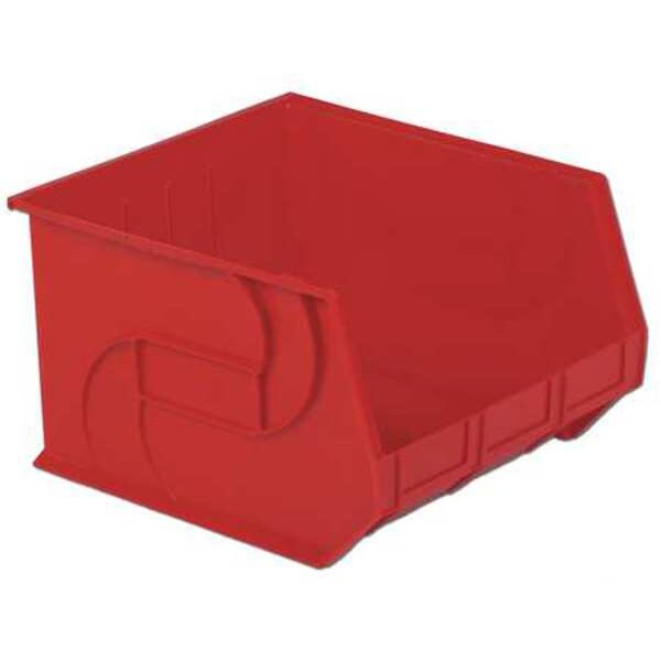 Hang & Stack Storage Bin, Red, Plastic, 18 in L x 16 1/2 in W x 11 in H, 40 lb Load Capacity
