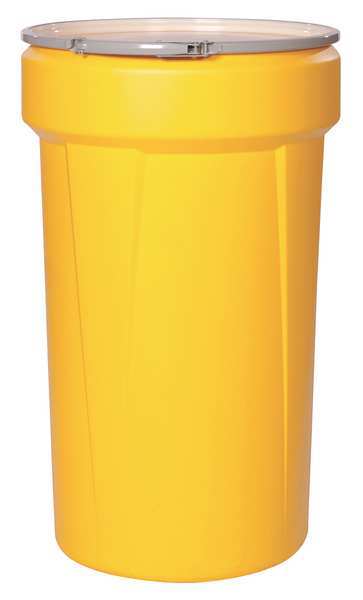 Open Head Transport Drum, Polyethylene, 57 gal, Unlined, Yellow