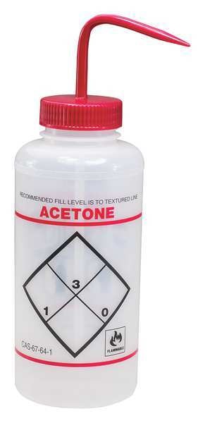 Wash Bottle, Std Spout, 32 oz, Acetone, PK6