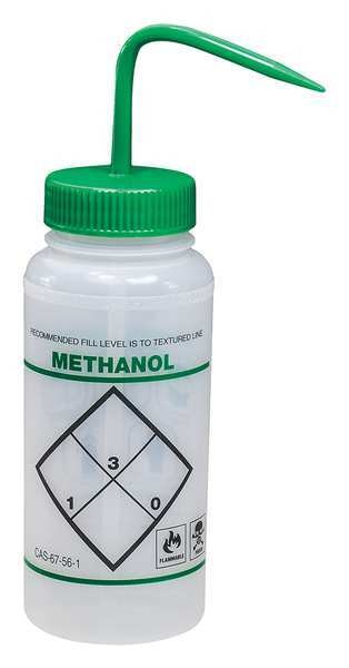 Wash Bottle, Std Spout, 16oz, Methanol, PK6