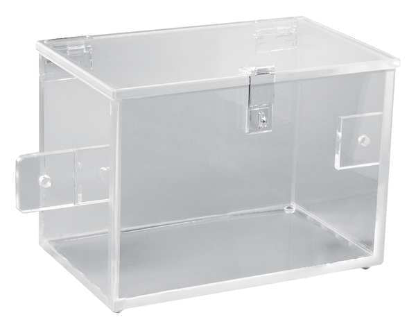 Storage Bin, Clear, Acrylic, 10 3/4 in L x 6 3/4 in W x 7 3/4 in H