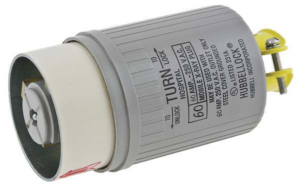 60A Hospital Locking Plug 2P 3W 250VAC GY