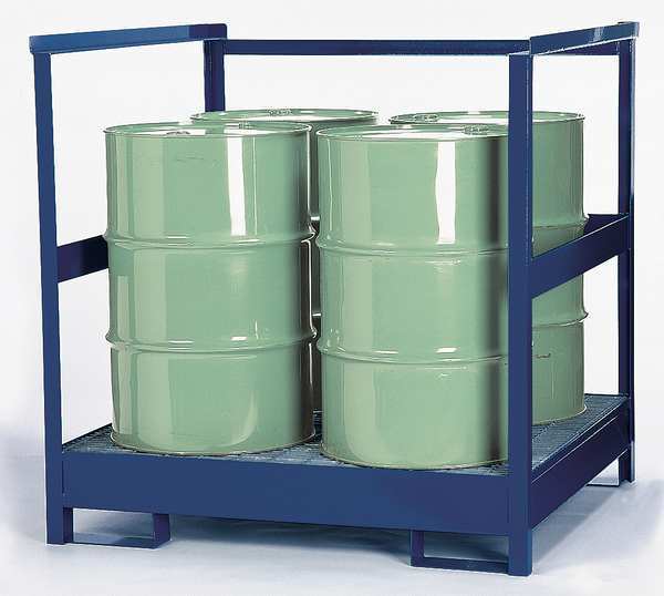 Transport Spill Pallet, 66 gal Spill Capacity, 4 Drum, 2400 lb., Steel