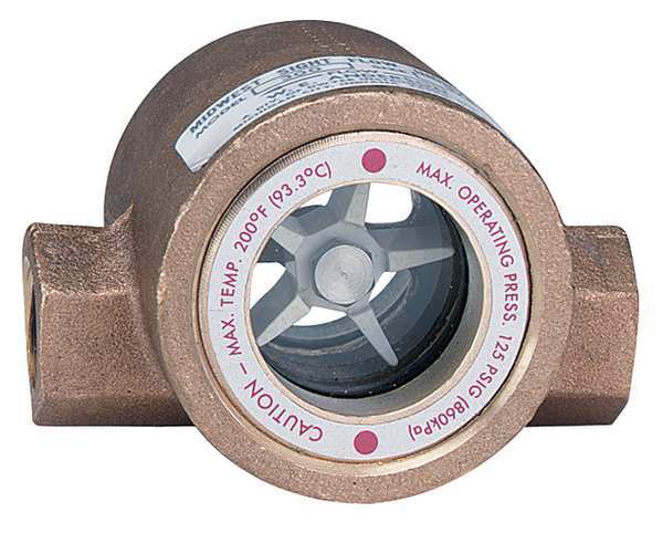 Double Sight Flow Indicator, Brnz, 1-1/4In