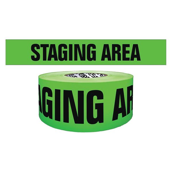 Barricade Tape, Green, Poly, 1000 ft