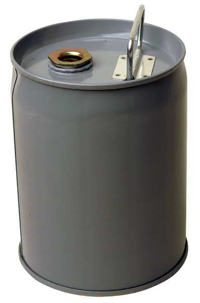 Pail, Tight Head, Round, 1 gal, Steel, Gray
