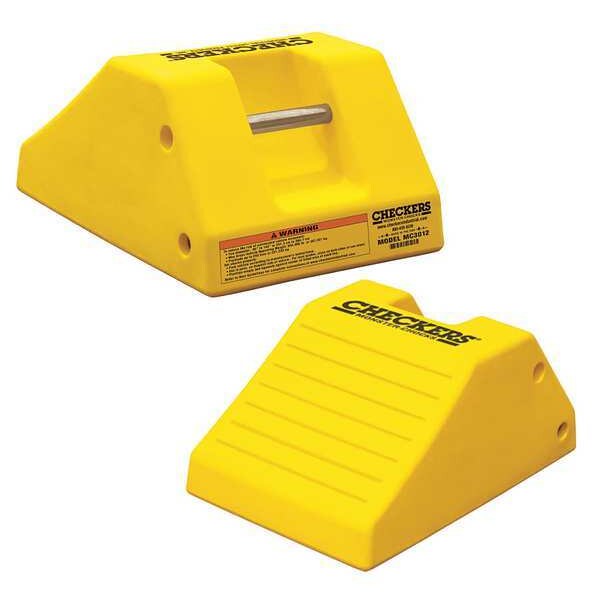 Wheel Chock, 10-19/32In H, Urethane, Yellow