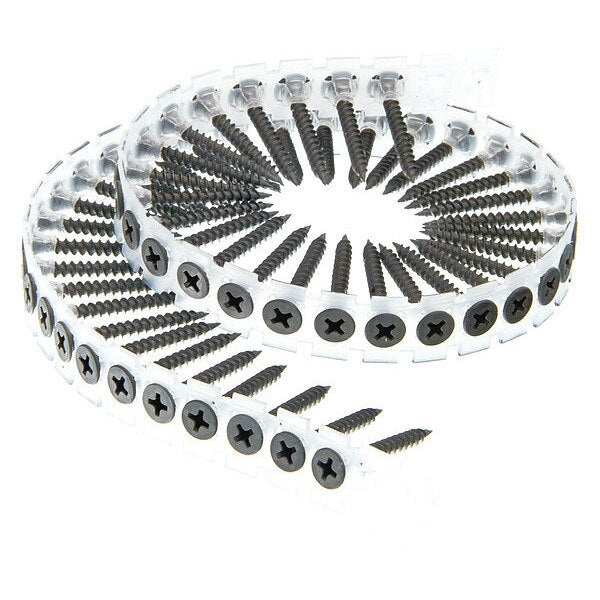 Drywall Screw, #6 x 1-1/4 in, Steel, Flat Head Phillips Drive, 1000 PK