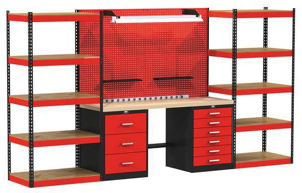 Open Modular Storage Unit, 132In, Hardwood