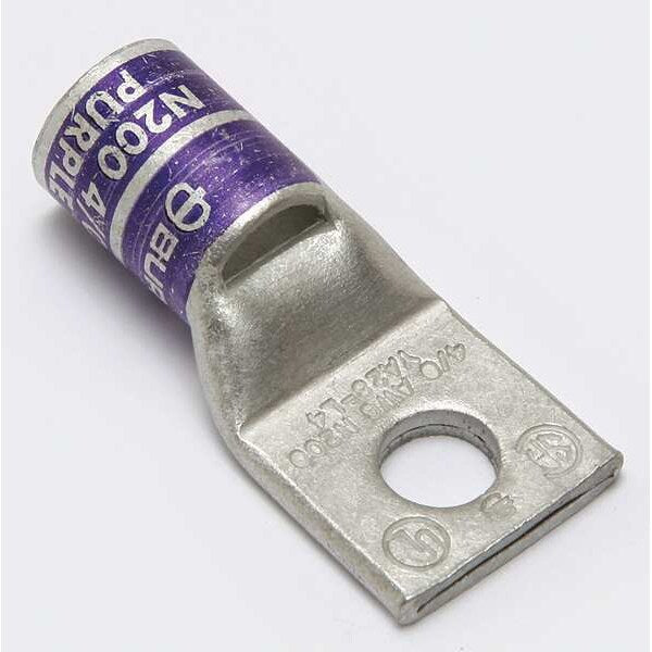 One Hole Lug Compress Connector, 4/0 AWG, Length: 2.21 in