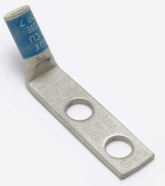 Two Hole Lug Compression Connector, 6 AWG, Length: 2.04 in