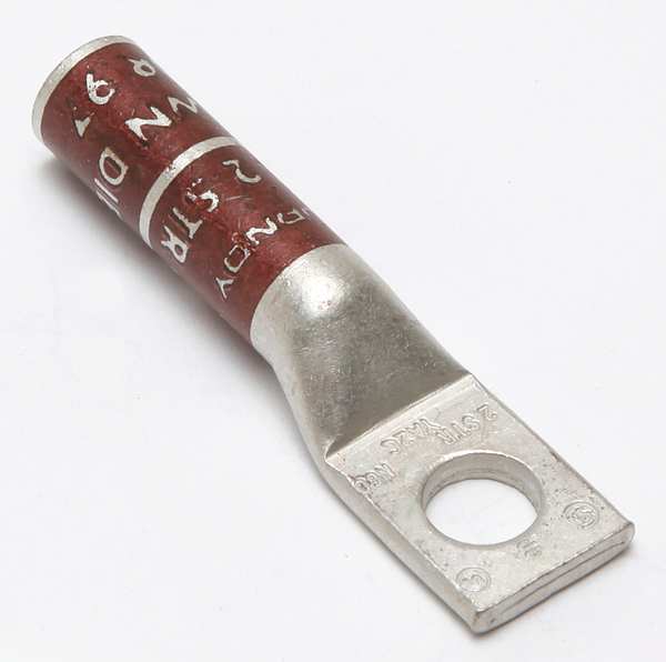 One Hole Lug Compression Connector, 2 AWG, Connector Type: Straight Barrel