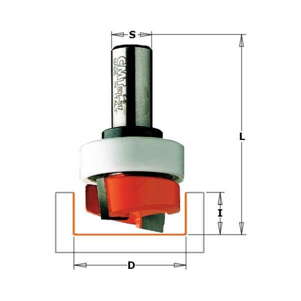 Mortise Router Bit, HW, 1/2 in
