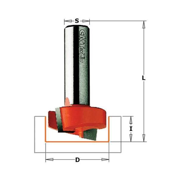 Mortise Router Bit, HW, 1-1/4 in
