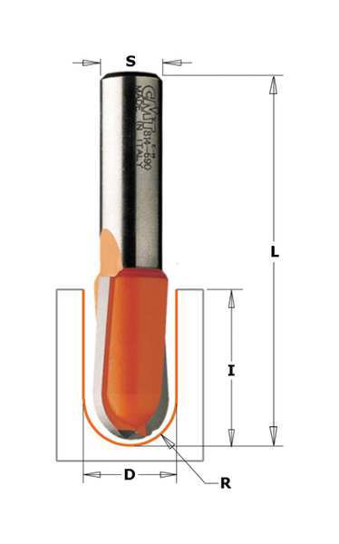 Round Nose Router Bit, HW, 3/4 in