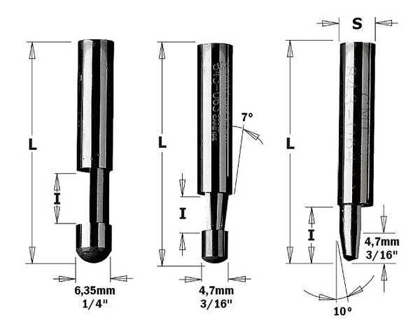 Trimmer Router Bit, HWM, 1/4 in