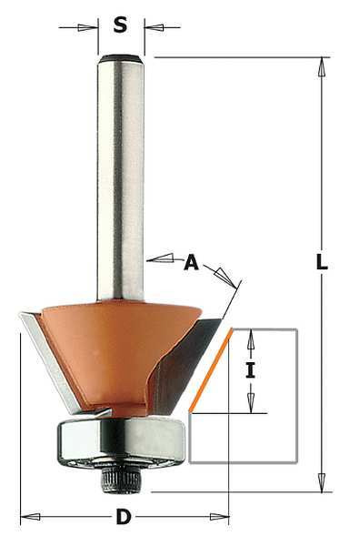 Trimmer Router Bit, HW, 3/4 in