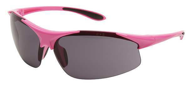 Safety Glasses, Wraparound Smoke Polycarbonate Lens, Scratch-Resistant