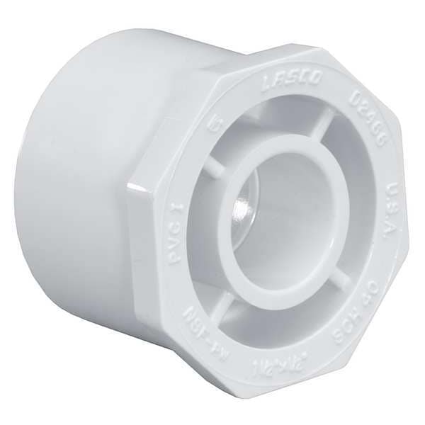 PVC Reducing Bushing, Spigot x Socket, 2 1/2 in x 1/2 in Pipe Size