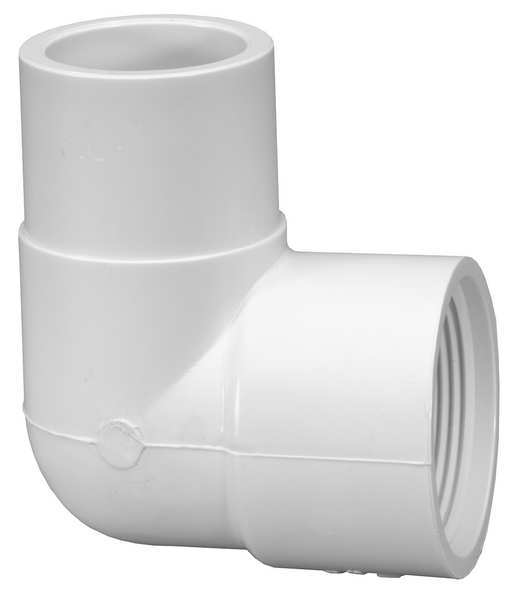 PVC Street Elbow, 90 Degrees, Spigot x FNPT, 1/2 in Pipe Size