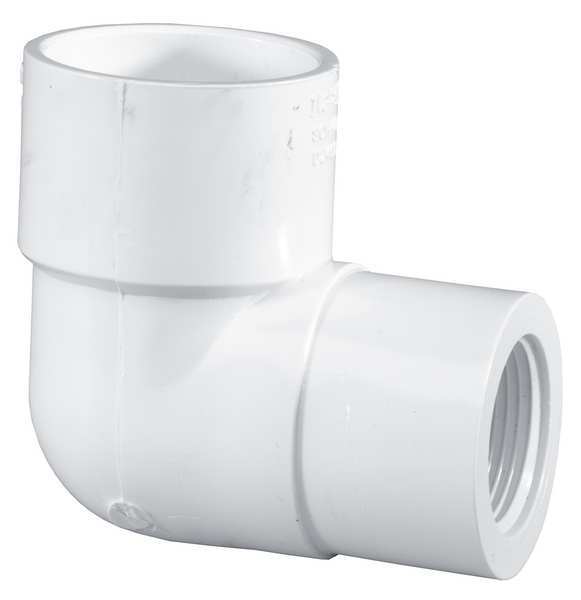 PVC Reducing Elbow, Socket x FNPT, 1 in x 1/2 in Pipe Size