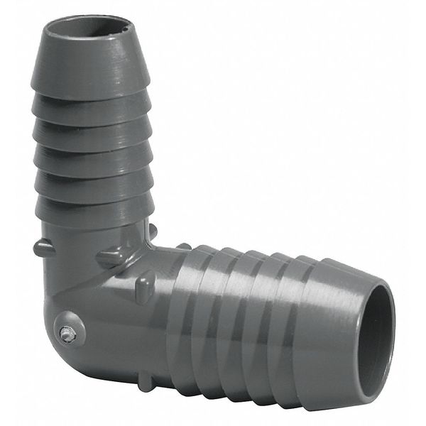 PVC Reducing Elbow, 90 Degrees, Insert, 1 in x 3/4 in Pipe Size