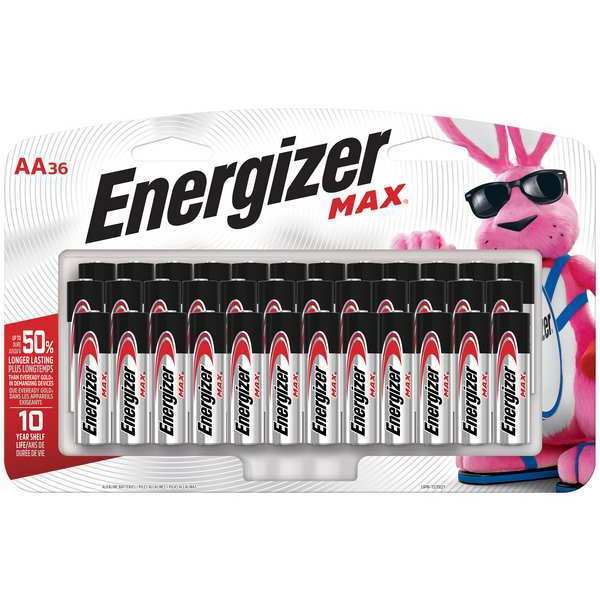 Energizer Max AA Alkaline Battery, 1.5V DC, 36 Pack